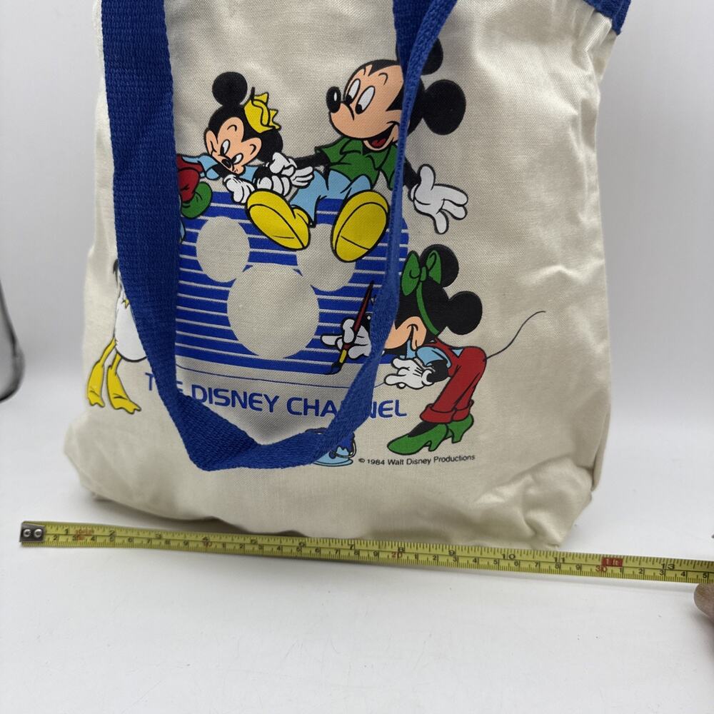 VTG The Disney Channel Mickey Minnie Mouse Donald Duck 1984 Tote Bag 80s - Picture 8 of 16